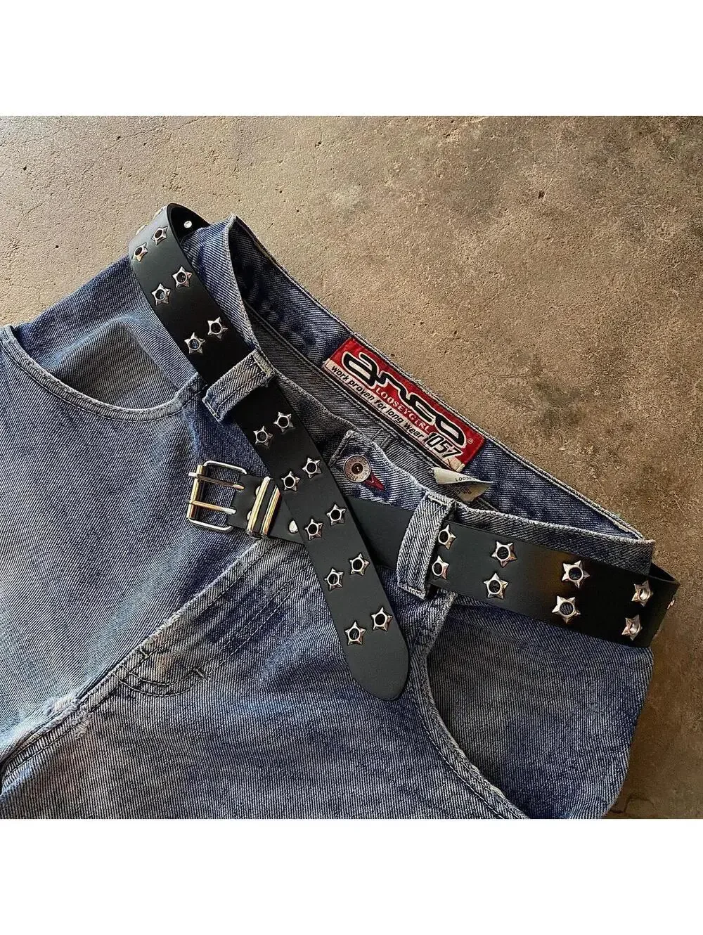 Essential Y2k 2000s style studded punk goth black and silver belt. Great